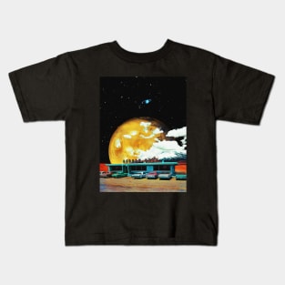 Waffle Shop - Space Collage, Retro Futurism, Sci-Fi Kids T-Shirt